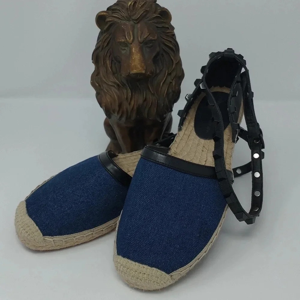 Rebecca Minkoff Gilles Denim Studded Espadrilles Size 6